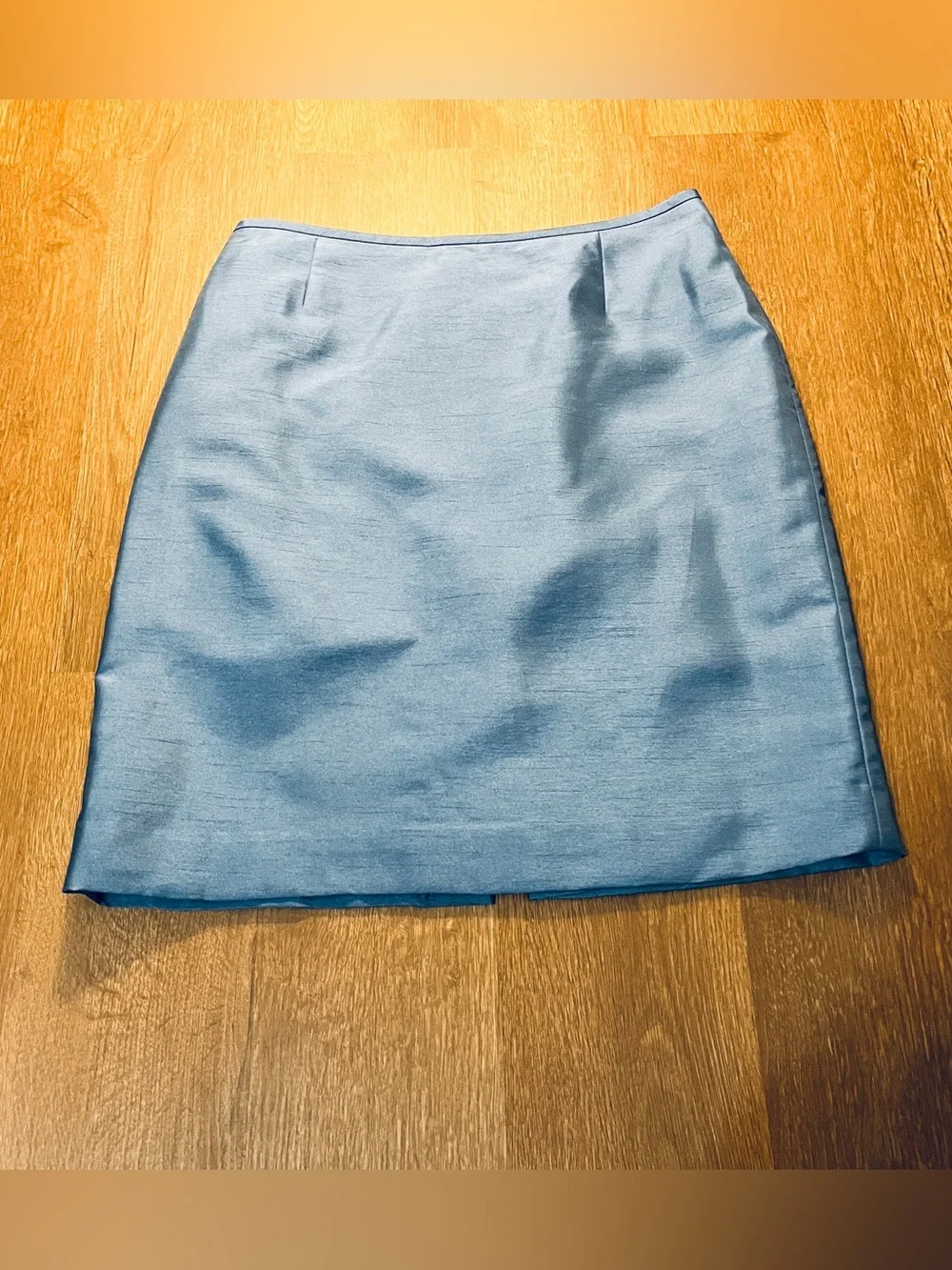 Shantung Style Dusty Blue Pencil Skirt (8)